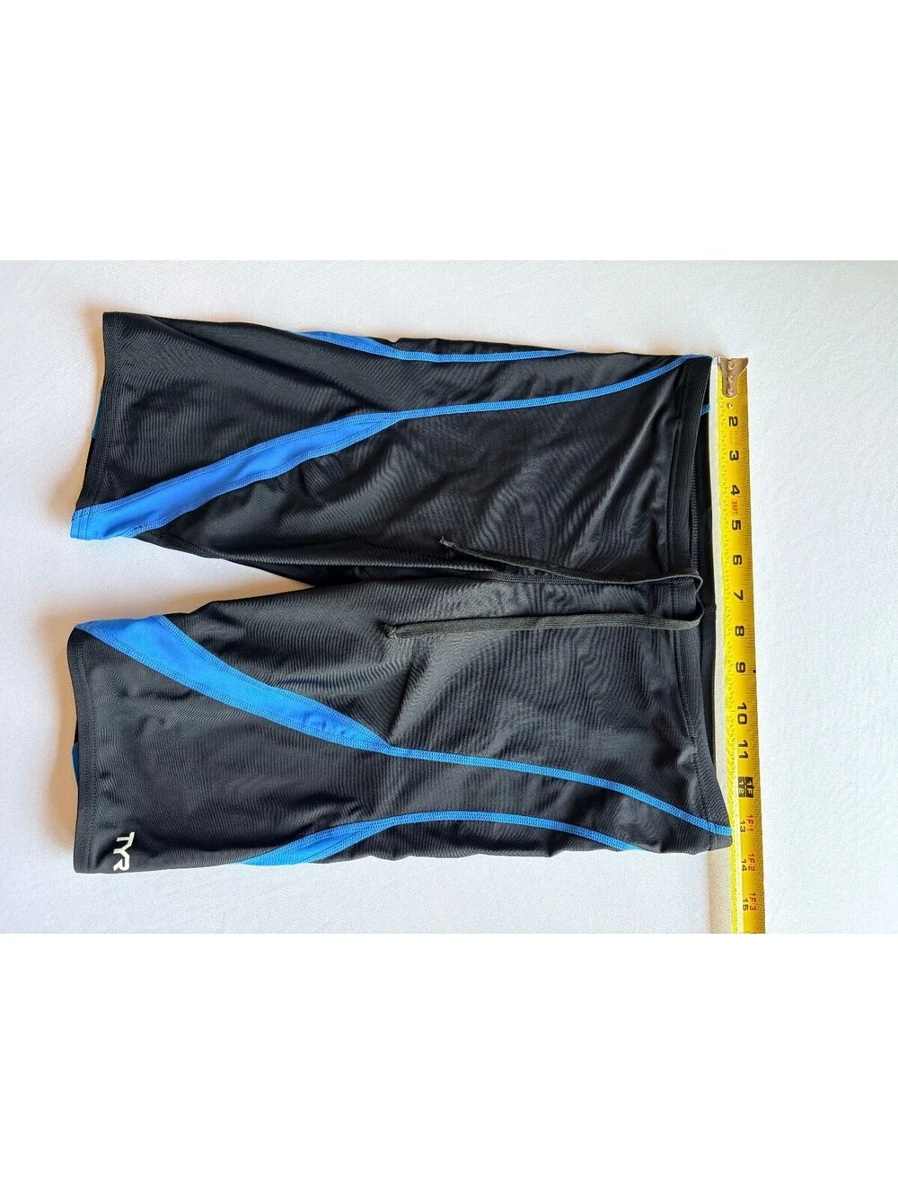 TYR Men's 34 Black Blue HexaCurve Splice Jammer Competition Swim Shorts